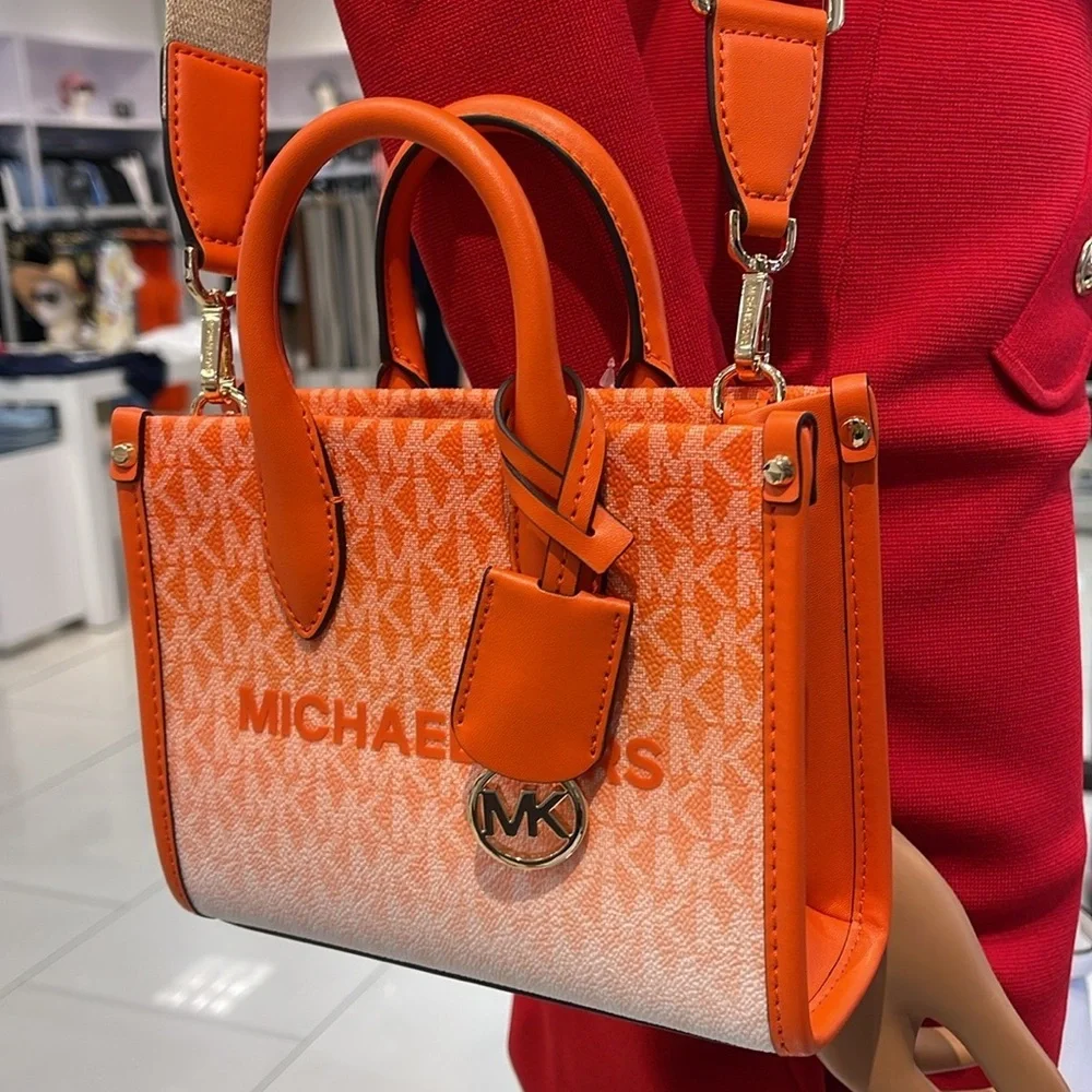Michael Kors Mirella Extra-Small Ombré Logo Crossbody XBODY Shopper  Poppy  NWT